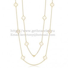 Van Cleef Arpels Alhambra Necklace Yellow Gold 10 Motifs With White Mother Of Pearl