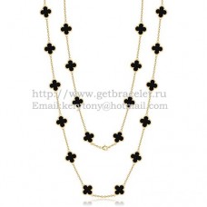 Van Cleef Arpels Alhambra Necklace Yellow Gold 20 Motifs With Black Agate Mother Of Pearl