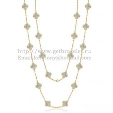 Van Cleef Arpels Alhambra Necklace Yellow Gold 20 Motifs With Gray Mother Of Pearl