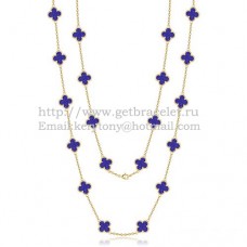 Van Cleef Arpels Alhambra Necklace Yellow Gold 20 Motifs With Lapis Stone Mother Of Pearl