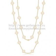 Van Cleef Arpels Alhambra Necklace Yellow Gold 20 Motifs With White Mother Of Pearl