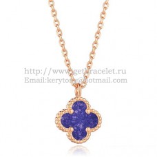Van Cleef Arpels Sweet Alhambra Pendant Pink Gold With Lapis Stone Mother Of Pearl 9mm