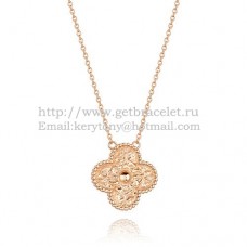 Van Cleef Arpels Alhambra Pendant Pink Gold With Round Diamonds