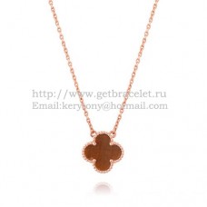 Van Cleef Arpels Alhambra Pendant Pink Gold With Tigers Eye Mother Of Pearl 15mm