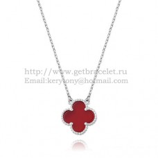 Van Cleef Arpels Alhambra Pendant White Gold With Carnelian Mother Of Pearl 15mm