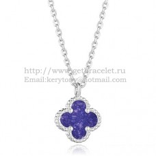 Van Cleef Arpels Sweet Alhambra Pendant White Gold With Lapis Stone Mother Of Pearl 9mm