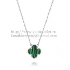 Van Cleef Arpels Alhambra Pendant White Gold With Malachite Mother Of Pearl 15mm