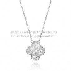 Van Cleef Arpels Alhambra Pendant White Gold With Round Diamonds