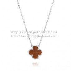 Van Cleef Arpels Alhambra Pendant White Gold With Tigers Eye Mother Of Pearl 15mm