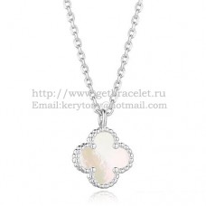 Van Cleef Arpels Sweet Alhambra Pendant White Gold With White Mother Of Pearl 9mm