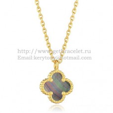 Van Cleef Arpels Sweet Alhambra Pendant Yellow Gold With Gray Mother Of Pearl 9mm