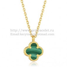 Van Cleef Arpels Sweet Alhambra Pendant Yellow Gold With Malachite Mother Of Pearl 9mm
