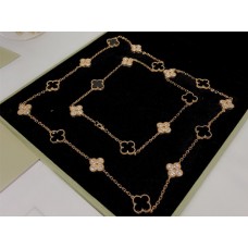 Van Cleef Arpels Alhambra long necklace 20 Motifs Black Agate with Diamond