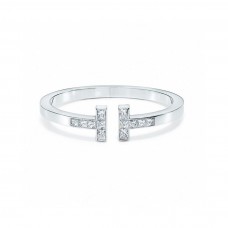 Tiffany Co. Tiffany Double T Paved Diamonds Square Ringent Bracelet Sterling Silver Sale